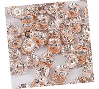 AKOOSY 100 pièces DIY Breloques Séparateurs pour Bracelet Anneau Pendentifs Créatifs Métal Rose Doré avec Strass Blanc Diamètre Accessoires Bijoux pour Collier et Bracelet