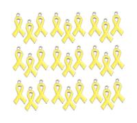 AKOOSY 100 pièces Lot de Pendentifs Ruban Émail Jaune pour Sensibilisation Au Cancer Breloques Cœur Espoir pour Fabrication de Bijoux Accessoires DIY Polyvalents et Durables