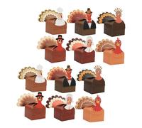 AKOOSY 12 Pièces Boîtes à Bonbons Thanksgiving Papier Motif Dinde Colorée Boîtes Snack Automne pour Fêtes Famille École Bureau