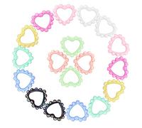 AKOOSY 18 Pcs Cadre Acrylique de Cœur Léger et Résistant, Facile à Enfiler pour Création de Bijoux et Porte-clés DIY Perles pour Accessoires