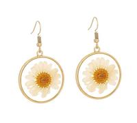 AKOOSY 1Paire Boucles Oreilles Fleurs Séchées Oreilles Fleurs Pressées pour Look Élégant et Unique Parfaites