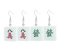 AKOOSY 2 paires Boucles Oreilles Mahjong Créatives Pendantes pour Femmes et Adolescentes Accessoires Drôles et pour Fête et Quotidien