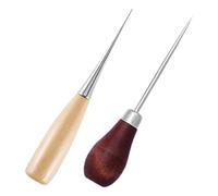 AKOOSY 2 pièces Alène Cuir Vintage à Manche Bois Outil Couture Main pour Tailleurs et Bricolage Kit pour Perçage et Tissage Cuir