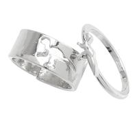 AKOOSY 2 pièces Bague Couple Dinosaure Ouverte Alliage Plaqué Argent Anneaux pour Fiançailles et Cadeaux Style et Confortable pour Femme et Homme
