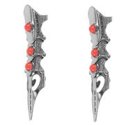 AKOOSY 2 Pièces Bagues Articulées Punk Ajustables pour Hommes et Femmes Anneaux Gothiques Longs pour Cosplay Halloween Accessoires de Fête et Costume