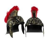 AKOOSY 2 pièces Casque de Soldat Romain avec Motif Lion et Plume Rouge Casque Médiéval Plastique Léger pour Costume Chevalier Histoires et Cosplay Adulte