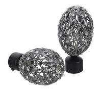 AKOOSY 2 Pièces Embouts de Tringle à Rideaux Noir 30mm en Alliage de Zinc | Structure Ajourée Lisse, Sécurise les Tringles, Limite les Accrochages, pour Fenêtres et Décoration Intérieure