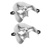AKOOSY 2 Pièces Masque à Paillettes Disco Argenté Masque Mi-visage Réfléchissant pour Fête Halloween Bal Mascarade Costume Carnaval et Événements Musicaux