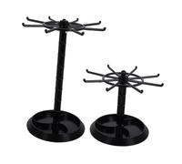 AKOOSY 2 pièces Présentoir Bijoux Rotatif à Niveaux Support Collier et Organisateur Bracelets Petit Stand Multifonction pour Porte-clés et Accessoires Rangement Bureau et Maison Noir