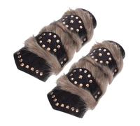 AKOOSY 2 pièces Protège-Bras Médiévaux Cuir Synthétique Réglables Brassards Robustes pour Costume Chevalier Accessoires Renaissance Unisexes Lot de Marron