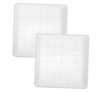 AKOOSY 2 pièces Soupière Carrée Plastique Lot de Soubassements Épais pour Plantes Pot Plateau de Récupération Eau Durable Base Stable pour Balcon Bonsaïs et Plantes