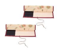 AKOOSY 2 pièces Trousse à pinceaux roulante Toile capacité étendue Rangement Portable pour pinceaux de Calligraphie et Peinture Motif Floral pour Artistes et étudiants