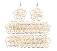 AKOOSY 20 pièces Boucles Oreilles Pendantes Bois Creuses Bijoux Décontractés pour Femmes Filles Décoration Oreille de Fête Beige