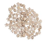 AKOOSY 200 pièces Lot de Tranches Bois Naturel pour DIY Éducatif Doodle Bois Formes Assorties Fleurs Feuilles Accessoires Créatifs pour Garçon Fille et Loisirs Créatifs