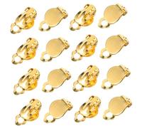 AKOOSY 20pièces Clip Boucles Oreilles Rondes à Clip Conversion Oreilles Non Percées Doré Kit Pour Fabrication Bijoux Diy Confortable Et Léger
