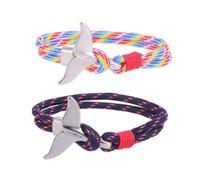AKOOSY 2pièces Bracelet Queue De Baleine Paracorde Et Chaîne De Corde De Survie Style Nautique Résistant Pour Homme Et Femme Look Décontracté