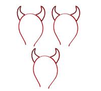 AKOOSY 3 Pièces Bandeau Corne Démon Rouge pour Fête Halloween Tête Décoratif Ox Horn Accessoire Cosplay Élégant et