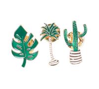 AKOOSY 3 pièces Broche Plantes Alliage Épingle Revers Costume Femme Design Unique été Accessoire Voyage Rafraîchissant Naturel