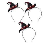 AKOOSY 3 Pièces Halloween Witch Hat Headband With Flowers Lightweight Comfortable Hair Hoop For Party And Cosplay Accessories