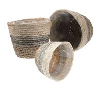 AKOOSY 3 pièces Panier Tressé Paille Naturel pour Plantes Intérieur Panier Multifonction pour Fleurs Fraîches et Séchées Rangement Naturel