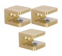 AKOOSY 3 Pièces Pince de Fixation pour Verre Laiton Or Réglable 8 à 10 | Double Face, Vis Réglable et Design Modulaire, pour Comptoirs de Vente et Présentoirs de Magasin