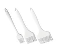 AKOOSY 3 Pièces Pinceau à Badigeonner en Silicone Blanc, Long Manche | Poils Renforcés Épais, Séchage Rapide sans Goutte, Compatible Plaques Antiadhésives et Grils Électriques