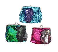 AKOOSY 3 pièces Pochette à Sequins de Sirène de Miniatures Élégants Vert Noir Rose Bleu pour Femmes et pour Cartes Clés et Petits Objets