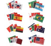 AKOOSY 32pcs Petit Drapeau National à Main en Polyester Résistant aux Intempéries pour Supporters Coupe du Monde, Drapeaux Nationaux Portatifs Multi-usages Adaptés aux Événements Publics