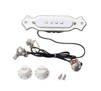 AKOOSY 4 Cordes Préampli pour Guitare Boîte à Cordes Micro Magnétique avec Volume et Tonalité Coque Abs et Table Celluloïd Accessoires Blanc