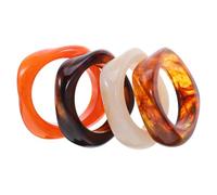 AKOOSY 4 Pièces Bracelets Larges Acrylique Chunky pour Femme Manchettes Géométriques Rétro Semi-transparentes Multicolores pour Tenues Décontractées et Événements