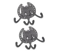 AKOOSY 4 pièces Crochets Muraux Rustiques Fonte Patère Murale Double Forgé Style Vintage pour Maison Dortoir Porte Manteaux Robes Serviettes