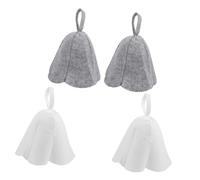 AKOOSY 4 pièces Lot de Bonnets Sauna Feutre Absorbant et Respirant Protection Tête Unisexe pour Bain et Hammam avec Anneau de Suspension Pratique Blanc et Gris