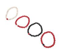 AKOOSY 4 Pièces Lot de Bracelets Femme Pierres Naturelles Multicolores Perles Artisanales Extensibles Style Bohème pour Plage et Fêtes