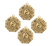 AKOOSY 4 pièces Pendentifs Vintage Laiton Amulettes Huit Trigrammes Tai Chi Charme Équilibre Yin Yang Breloques Porte-clés Style Chinois pour Protection et Énergie Positive