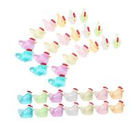 AKOOSY 48 Pièces Resin Chicken Decor Small Luminous Chick Figurines Weather Resistant Miniature Cartoon Glow in The Dark for DIY Garden Moss Landscape Crafts