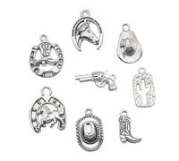 AKOOSY 48 pièces Western Cowboy Hat Cactus Charms Set For Necklace Bracelet DIY Jewelry Making Accessories Pendant For Keychain And Phone Decor