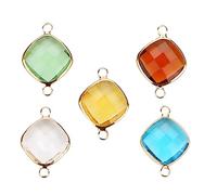 AKOOSY 5 Pcs Pendentifs Charme en Verre Double Anneau, Accessoires de Pendentifs de Bijoux Faciles à Enfiler, pour Création DIY et Présents Personnalisés Couleur Aléatoire