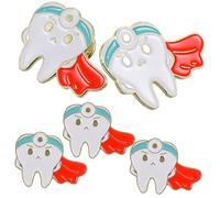AKOOSY 5 Pièces Broche Dents Métal Émaillée Broche Dentiste Cartoon Épingle Décorative pour Vêtements Accessoire Mixte pour Médecins et Infirmières