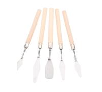 AKOOSY 5 pièces Spatules Peinture avec Manche en Matière Naturelle Couteaux à Peindre Inoxydables pour Mélange Pigments et Grattage Outils Légers et Antirouille pour Toile et Art DIY