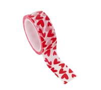 AKOOSY 5 Rouleaux Ruban Adhésif Décoratif Rouge à Cœurs, Papier Craft | Facile à Déchirer, Flexible et Inscriptible, sans Résidu Collant, pour Journaux et Projets en Classe
