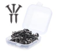 AKOOSY 50 Pièces Fixateur de Panneau de Basse 3x12mm en Fer Noir, Vis de Guitare Électrique Emballage Boîte, Fiable et Pratique pour Bassistes et Guitaristes