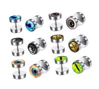 AKOOSY 6 paires Boucles Oreilles Homme Barbell Acier Inoxydable Style Mode Décoratives Légères pour Fêtes et Usage Quotidien