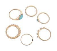 AKOOSY 6 Pièces Bagues Vintage Turquoise pour Femmes Empilables et Légères Anneaux Bohème Confortables et Faciles à Porter Au Quotidien