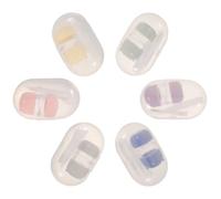 AKOOSY 6 Pièces Boîte de Rangement pour Lentilles de Contact, Cylindre | Deux Compartiments Gauche et Droite, Rainure Intérieure Courbe, Couvercle à Clip, Format Poche, pour Déplacements