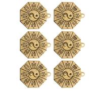AKOOSY 6 pièces Breloques Porte-clés Cuivre Pur Charme Octogramme Feng Shui Protection et Décoration Accessoire Pendentif Authentique pour Cadeau et Usage Quotidien