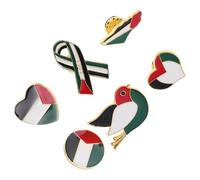 AKOOSY 6 Pièces Lot de Broches Drapeau Palestine Alliage Badges Décoratifs Ronds pour Vêtements Sacs et Accessoires Épingles à Linge Faciles à Fixer pour Style et Festivités