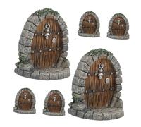 AKOOSY 6 Pièces Lot de Portes Miniatures Résine pour Jardin Décorations Féériques pour Arbres et Micro Paysages Accessoires Maison de Fée pour Tronc Arbre et Décor Bonsai