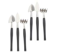 AKOOSY 6 Pièces Outils de Jardinage Acier Inoxydable Mini Pelle Petite Truelle et Petit Râteau Ergonomiques pour Soins de Bonsai et Plantes Pot Intérieures