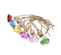 AKOOSY 6 Pièces Pendentif Flacon de Parfum Voiture en Verre Forme Rose | Bouteille Vide, Rangement Parfum et Huile Essentielle, Intérieur Suspendu Couleur Aléatoire