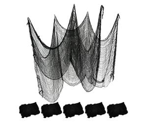 AKOOSY 6 Pièces Tissu Halloween Effrayant Noir Décoration DIY Maison Hantée Intérieur Extérieur Drap Léger Flexible pour Fenêtres Portes Jardin